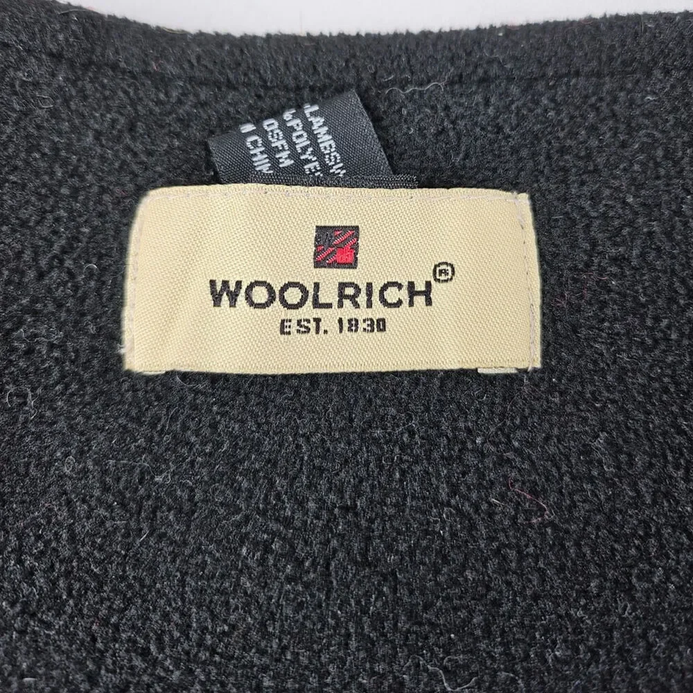 WOOLRICH KNITTED COLLAR SCARF – RED & WHITE SNOWFLAKE PATTERN TASSEL TRIM LINED